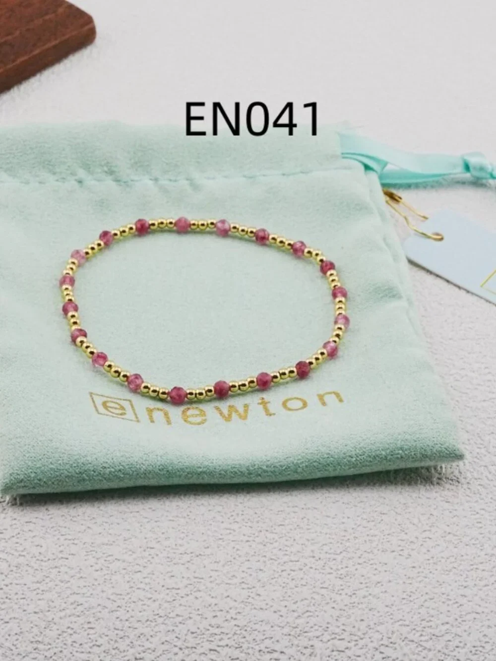 Enewton Pink Natural Stone & Gold Bead Bracelet